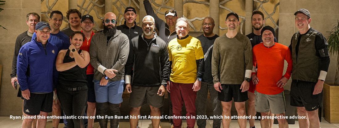 Ryan joined this enthusiastic crew on th Fun Run at his first Annual Conference in 2023, which he attended as a prospective advisor.